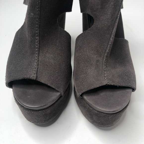 NEW Pedro García Terrence Smokey Grey Suede Platform Wedges Sandals SIZE 9 - Picture 4 of 16